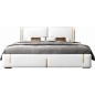 Lit design en cuir italien luxe VARISTO avec sommier à lattes inclus, blanc