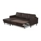 Canapé d'angle convertible cuir italien luxe chocolat foncé 4 places, ALAN, coffre, angle gauche Canapé d'angle convertible cuir italien luxe chocolat foncé 4 places, ALAN, coffre, angle gauche