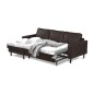 Canapé d'angle convertible cuir italien luxe chocolat foncé 4 places, ALAN, coffre, angle gauche Canapé d'angle convertible cuir italien luxe chocolat foncé 4 places, ALAN, coffre, angle gauche