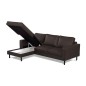 Canapé d'angle convertible cuir italien luxe chocolat foncé 4 places, ALAN, coffre, angle gauche Canapé d'angle convertible cuir italien luxe chocolat foncé 4 places, ALAN, coffre, angle gauche