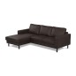 Canapé d'angle convertible cuir italien luxe chocolat foncé 4 places, ALAN, coffre, angle gauche Canapé d'angle convertible cuir italien luxe chocolat foncé 4 places, ALAN, coffre, angle gauche