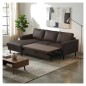 Canapé d'angle convertible cuir italien luxe chocolat foncé 4 places, ALAN, coffre, angle gauche Canapé d'angle convertible cuir italien luxe chocolat foncé 4 places, ALAN, coffre, angle gauche