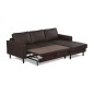 Canapé d'angle convertible cuir italien luxe chocolat foncé 4 places, ALAN, coffre, angle droit