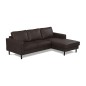 Canapé d'angle convertible cuir italien luxe chocolat foncé 4 places, ALAN, coffre, angle droit