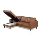 Canapé d'angle convertible cuir italien luxe cognac 4 places, ALAN, coffre, angle gauche Canapé d'angle convertible cuir italien luxe cognac 4 places, ALAN, coffre, angle gauche