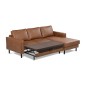 Canapé d'angle convertible cuir italien luxe cognac 4 places, ALAN, coffre, angle droit Canapé d'angle convertible cuir italien luxe cognac 4 places, ALAN, coffre, angle droit