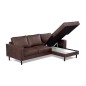 Canapé d'angle convertible cuir italien luxe chocolat 4 places, ALAN, coffre, angle droit