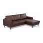 Canapé d'angle convertible cuir italien luxe chocolat 4 places, ALAN, coffre, angle droit