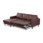 Canapé d'angle convertible cuir italien luxe chocolat 4 places, ALAN, coffre, angle gauche Canapé d'angle convertible cuir italien luxe chocolat 4 places, ALAN, coffre, angle gauche