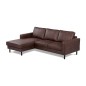 Canapé d'angle convertible cuir italien luxe chocolat 4 places, ALAN, coffre, angle gauche Canapé d'angle convertible cuir italien luxe chocolat 4 places, ALAN, coffre, angle gauche