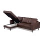 Canapé d'angle convertible cuir italien luxe chocolat 4 places, ALAN, coffre, angle gauche Canapé d'angle convertible cuir italien luxe chocolat 4 places, ALAN, coffre, angle gauche
