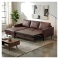 Canapé d'angle convertible cuir italien luxe chocolat 4 places, ALAN, coffre, angle gauche Canapé d'angle convertible cuir italien luxe chocolat 4 places, ALAN, coffre, angle gauche