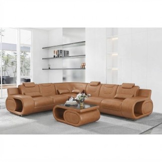 - canapé d'angle en cuir italien 7 places luxembourg, noir, angle gauche - Mobilier Privé