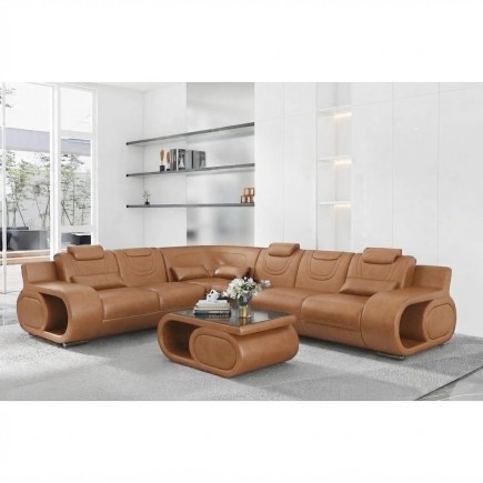 - canapé d'angle en cuir italien 7 places luxembourg, noir, angle gauche - Mobilier Privé