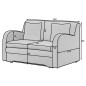 Joli canapé convertible avec rangement en velours beige, ARIEL, 2 places Joli canapé convertible avec rangement en velours beige, ARIEL, 2 places