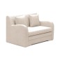 Joli canapé convertible avec rangement en velours beige, ARIEL, 2 places Joli canapé convertible avec rangement en velours beige, ARIEL, 2 places