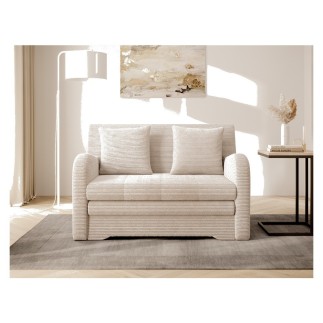 Joli canapé convertible avec rangement en velours beige, ARIEL, 2 places