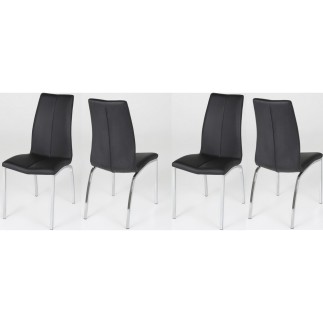 Lot de 4 chaises ASTRIA en cuir artificiel, noir