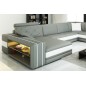 Canapé d'angle en cuir italien 8 places BENTLEY, gris clair et blanc, angle droit Canapé d'angle en cuir italien 8 places BENTLEY, gris clair et blanc, angle droit