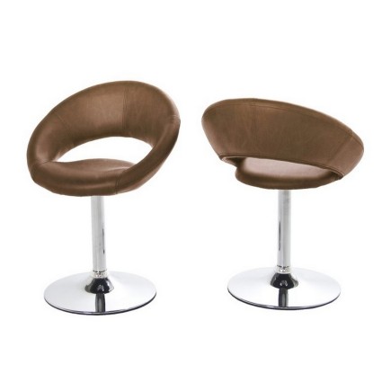 Lot de 2 chaises design style imitation cuir vieilli brun, PLAZZA