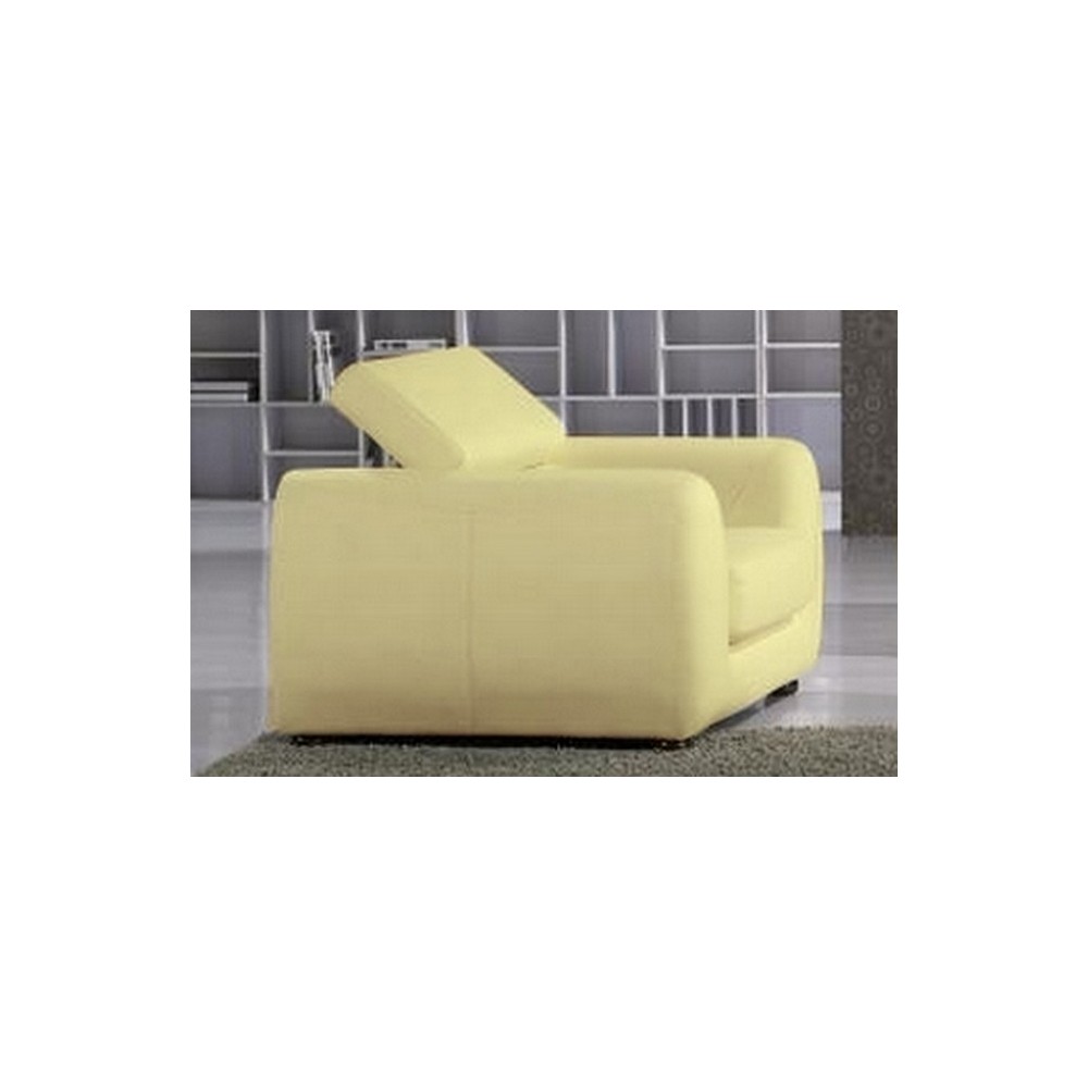 Fauteuil 1 place en cuir italien FIRENZE, écru jaune pale Fauteuil 1 place en cuir italien FIRENZE, écru jaune pale