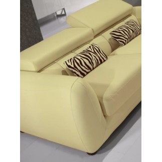 Ensemble 3 pièces: canapé 3 places et 2 places et fauteuil en cuir italien FIRENZE, écru jaune pale