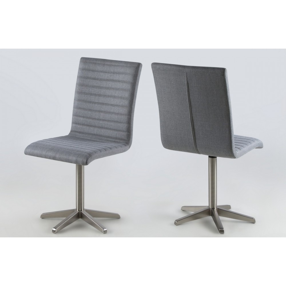 Lot de 2 chaises design tissu gris, BLIZ, Gris clair Lot de 2 chaises design tissu gris, BLIZ, Gris clair