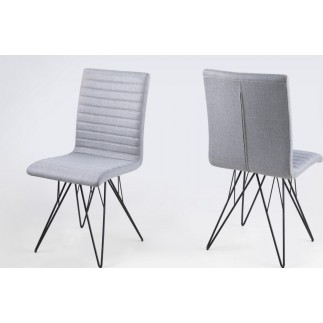 Lot de 2 chaises design tissu gris, BLING
