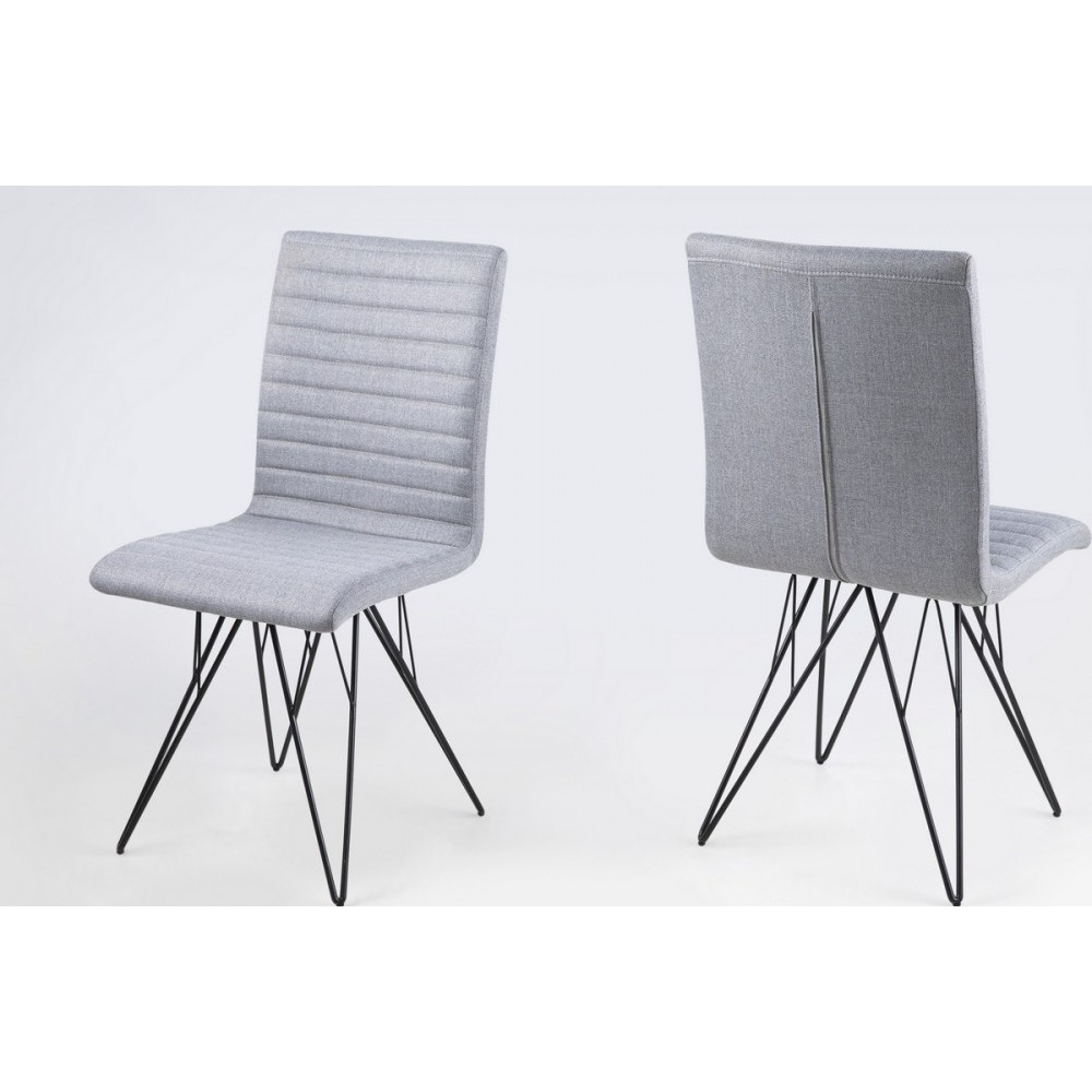 Lot de 2 chaises design tissu gris, BLING, Gris clair Lot de 2 chaises design tissu gris, BLING, Gris clair