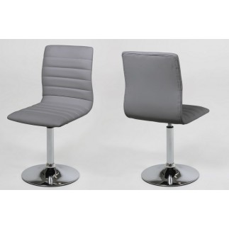 Lot de 2 chaises PIKETI en simili cuir, gris