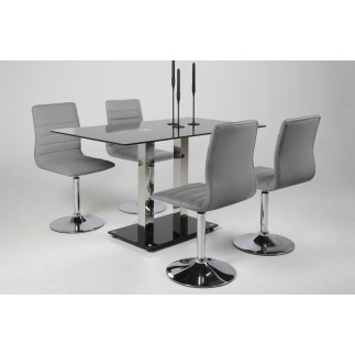 Lot de 2 chaises PIKETI en simili cuir, gris