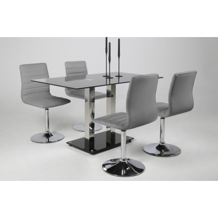 Lot de 2 chaises PIKETI en simili cuir, gris