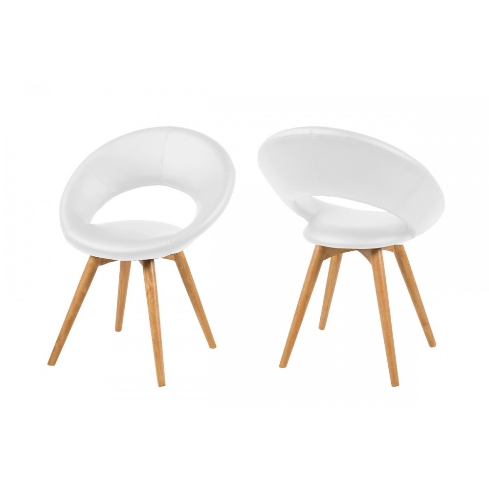 Lot de 2 chaises PLAISANCE en simili cuir, blanc Lot de 2 chaises PLAISANCE en simili cuir, blanc
