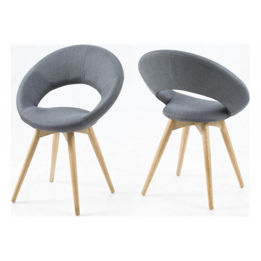 Lot de 2 chaises PLAISANCE en tissu, gris Lot de 2 chaises PLAISANCE en tissu, gris