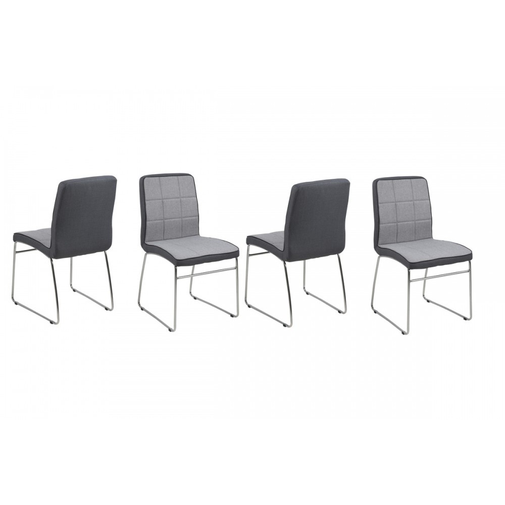 Lot de 4 chaises COSTI, avant gris clair et arrière gris foncé