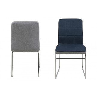 Lot de 4 chaises COSTI, avant bleu foncé et arrière gris clair