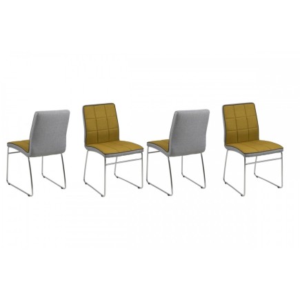 Lot de 4 chaises COSTI, avant curry et arrière gris clair