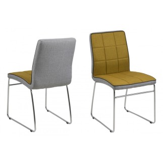 Lot de 4 chaises COSTI, avant curry et arrière gris clair