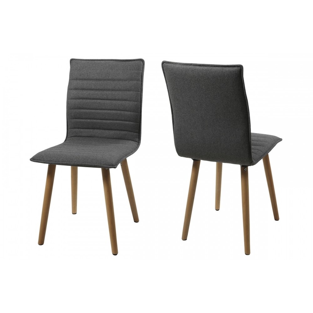 Lot de 2 chaises design tissu gris clair, KENZI Lot de 2 chaises design tissu gris clair, KENZI