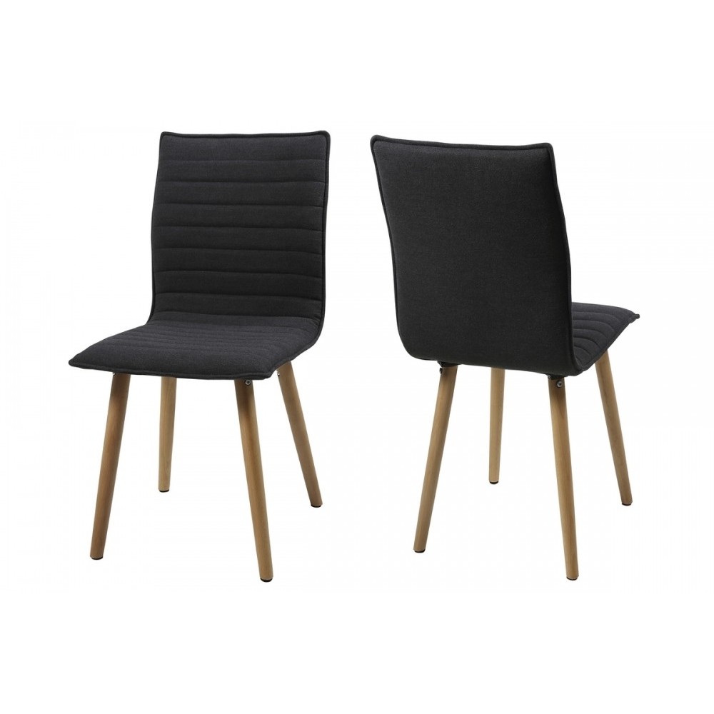 Lot de 2 chaises design tissu gris foncé, KENZI Lot de 2 chaises design tissu gris foncé, KENZI