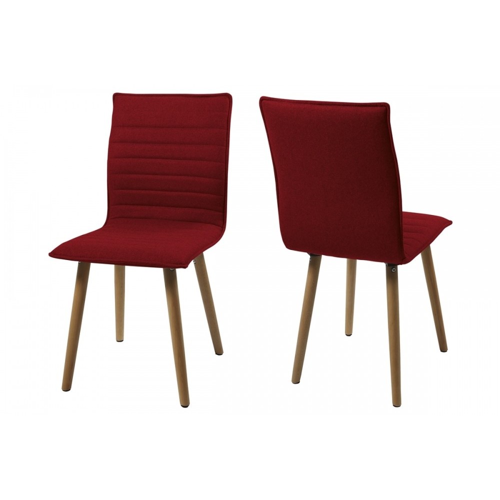 Lot de 2 chaises design tissu rouge, KENZI Lot de 2 chaises design tissu rouge, KENZI
