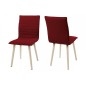 Lot de 2 chaises design tissu rouge pieds blancs, KENZA Lot de 2 chaises design tissu rouge pieds blancs, KENZA