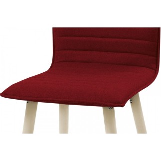 Lot de 2 chaises design tissu rouge pieds blancs, KENZA