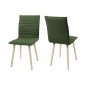 Lot de 2 chaises design tissu vert pieds blancs, KENZA Lot de 2 chaises design tissu vert pieds blancs, KENZA