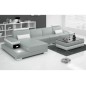 Canapé d'angle en cuir italien 5 places ENZO, gris et blanc, Gris Clair / Blanc, angle gauche Canapé d'angle en cuir italien 5 places ENZO, gris et blanc, Gris Clair / Blanc, angle gauche