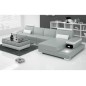 Canapé d'angle en cuir italien 5 places ENZO, gris et blanc, Gris Clair / Blanc, angle droit Canapé d'angle en cuir italien 5 places ENZO, gris et blanc, Gris Clair / Blanc, angle droit