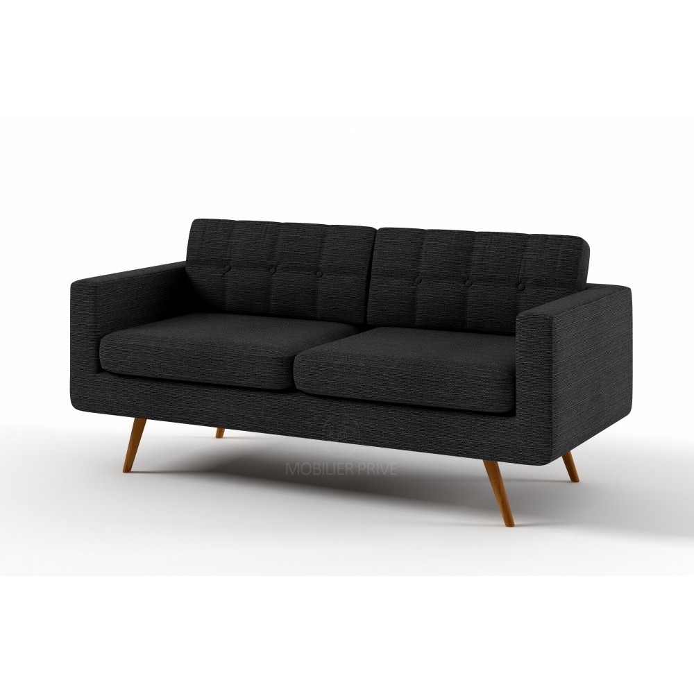 Canapé 3 places design en tissu YANA, noir. Canapé 3 places design en tissu YANA, noir.