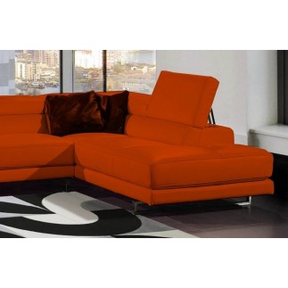 Canapé d'angle en 100% tout cuir italien 5/6 places HELSINKI II, orange, angle droit