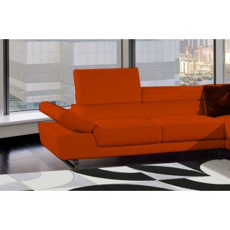 Canapé d'angle en 100% tout cuir italien 5/6 places HELSINKI II, orange
