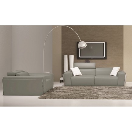 Ensemble composé d'un canapé 3 places et d'un fauteuil en cuir italien DIVIN, gris foncé
